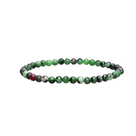 Pulsera Rubí-Zoisita 4mm (Vitalidad y Crecimiento personal)