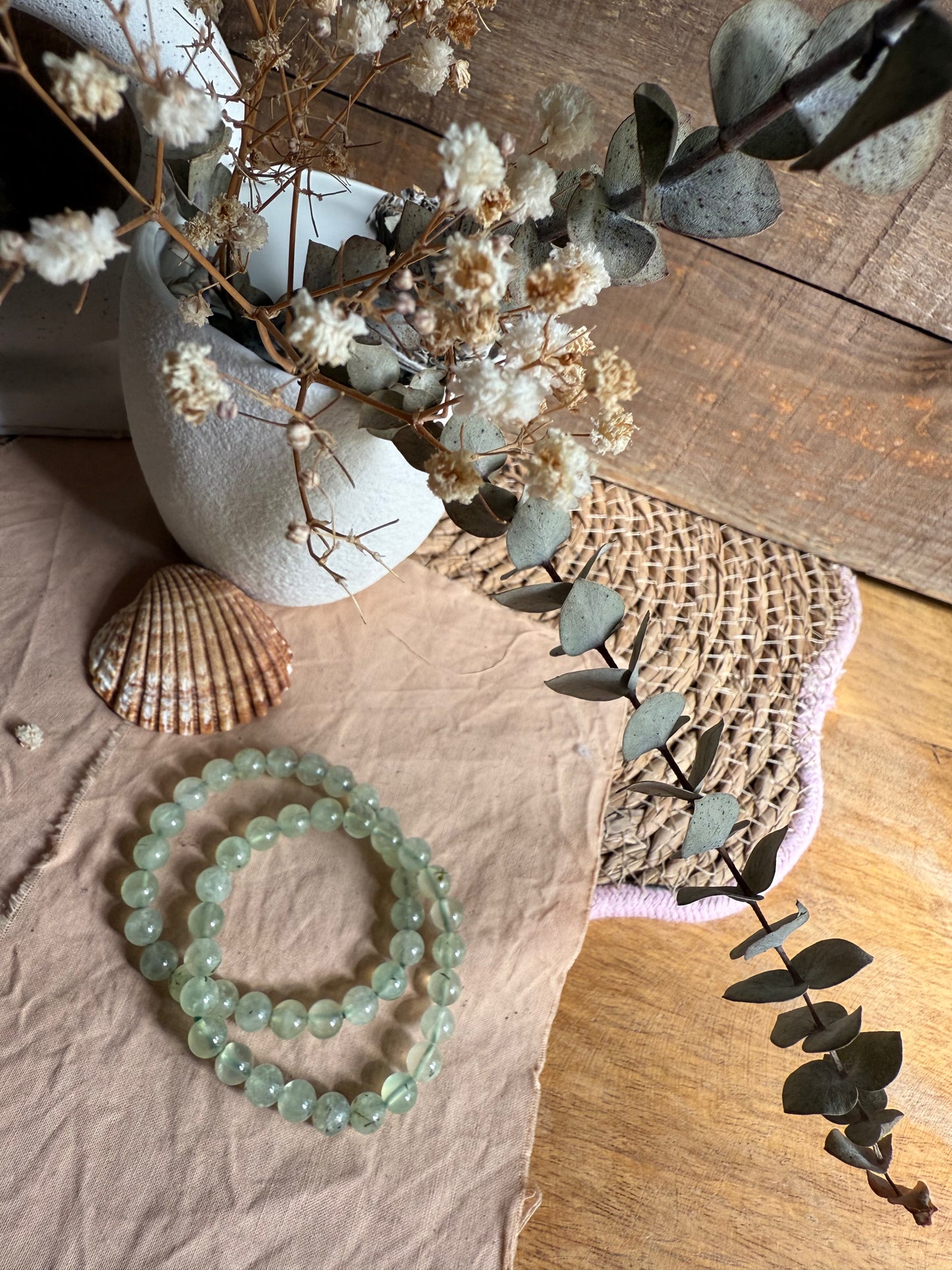 Pulsera Prehenita 8mm (Calma interior, Optimismo y Confianza)