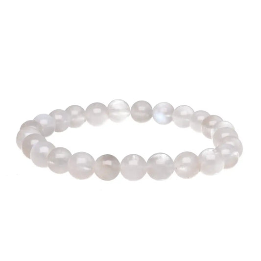 Pulsera Piedra Luna 8mm (Intuición, Nuevos comienzos y Energía Femenina)